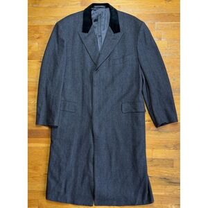 VNTG Mens Neiman Marcus Chesterfield Herringbone Tweed Overcoat 44R USA SOFT